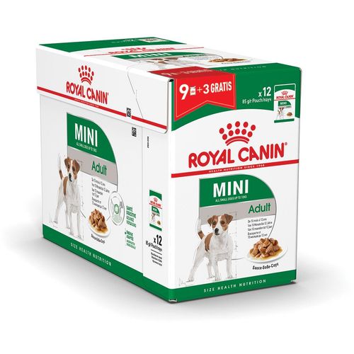 ROYAL CANIN SHN Mini adult vrećica za psa 85 g, potpuna hrana za odrasle pse malih pasmina (od 1 do 10 kg) od 10 mjeseci do 12 godina starosti, 9+3 vrećice Gratis slika 1