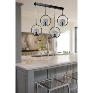 Ring 4 Lü Sıralı Füme Camlı Siyah Sarkıt Black Chandelier