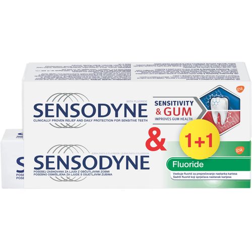 Sensodyne® Pasta za zube Fluoride i Sensitivity & Gum 75ml Promo pack 1+1 slika 1