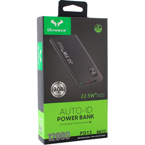 Back up baterija Oxpower P13 PD fast 12000 mAh crna slika 1