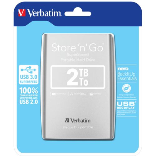 Externi hard disk Verbatim #53189 Store'n'Go 2.5" 2TB USB 3.0 Gen1, srebrni slika 1