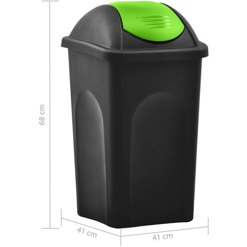 Kanta za smeće s ljuljajućim poklopcem 60 L crno-zelena slika 38