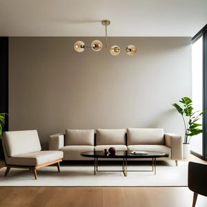 Eskitme Bal Camlı 4 Lü Avize - Amber Gold Black