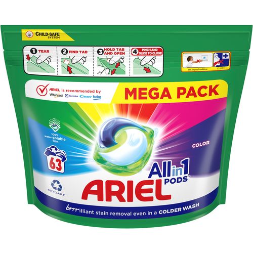 Ariel gel kapsule za pranje rublja All-in-1 Pods Color, 63 komada XXL slika 1