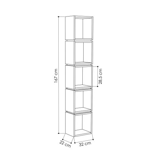 Woody Fashion Polica za knjige, hrast Bijela boja, Multi - Oak, White slika 3