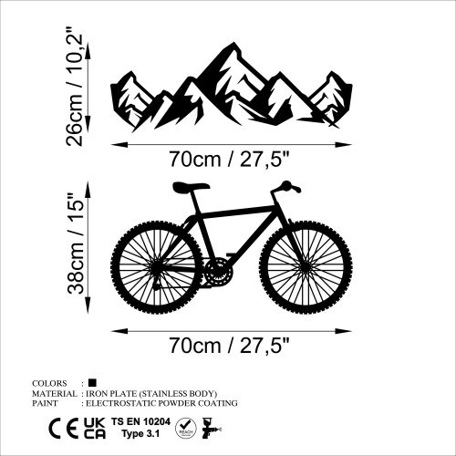 Wallity Metalna zidna dekoracija, Mountain And Bicycle - L slika 6