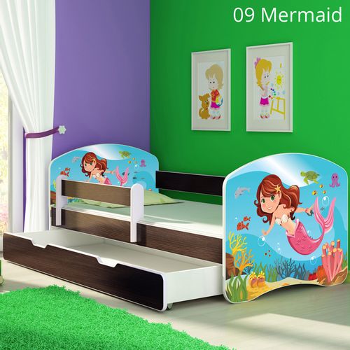 Dječji krevet ACMA s motivom, bočna wenge + ladica 160x80 cm 09-mermaid slika 1