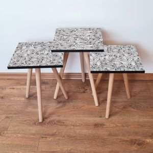 Nesting Table 3Shp229 - Set od 3 komada u bijeloj i crnoj boji