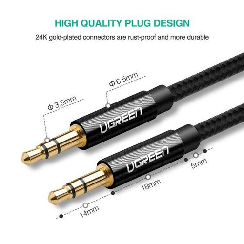 Ugreen AUX audio kabel 3.5mm, 2m, crni slika 4