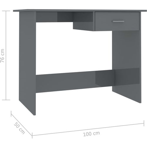 Radni stol visoki sjaj sivi 100 x 50 x 76 cm od iverice slika 6