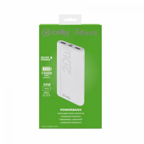 Celly power bank 10000 mAh 20W + kabl Type-A na Type-C bela slika 3