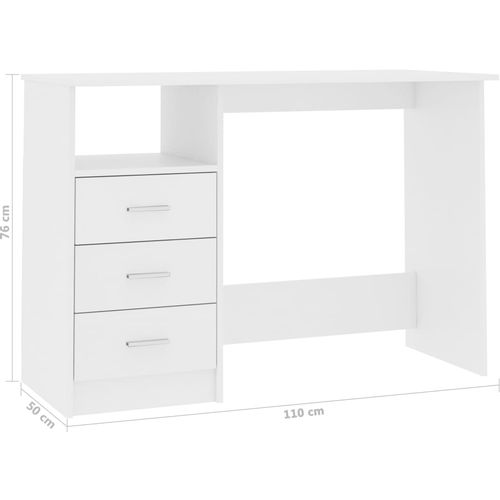 Radni stol s ladicama bijeli 110 x 50 x 76 cm od iverice slika 11