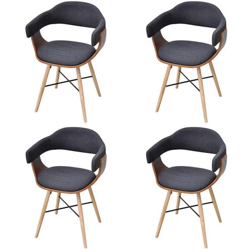 Blagovaonske stolice od zaobljenog drva i tkanine 4 kom tamnosive slika 7
