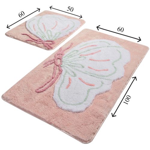 Koza - Pink Multicolor Acrylic Bathmat Set (2 Pieces) slika 3