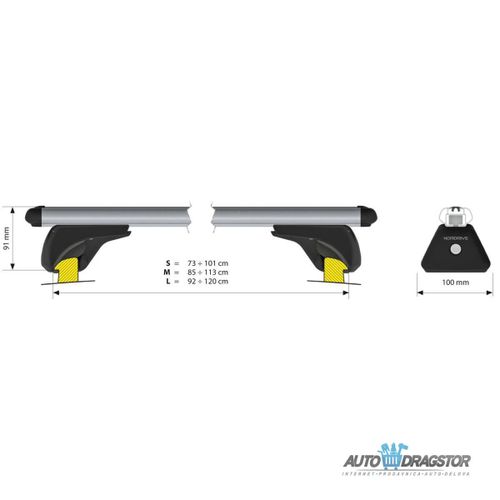 KROVNI NOSAČI "IN-RAIL"ALU ŠIPKE SET 120CM,MAX RAZMAK IZMEDJU ŠINA 115CM,MAX NOSIVOST 100KG slika 4