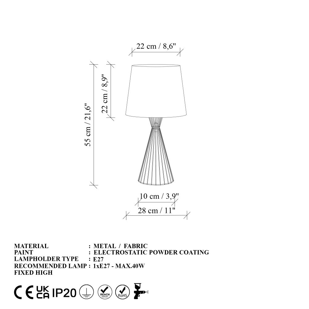 Telıs - 5384 Zlatna i Bijela Stolna Lampa slika 7