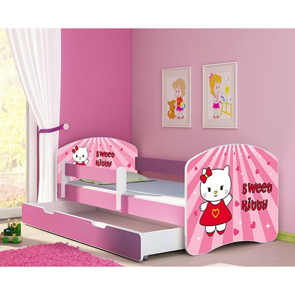 ACMA Dječiji krevet Acma II sa ladicom Pink - 140x70cm - Dezen 15 slika 1