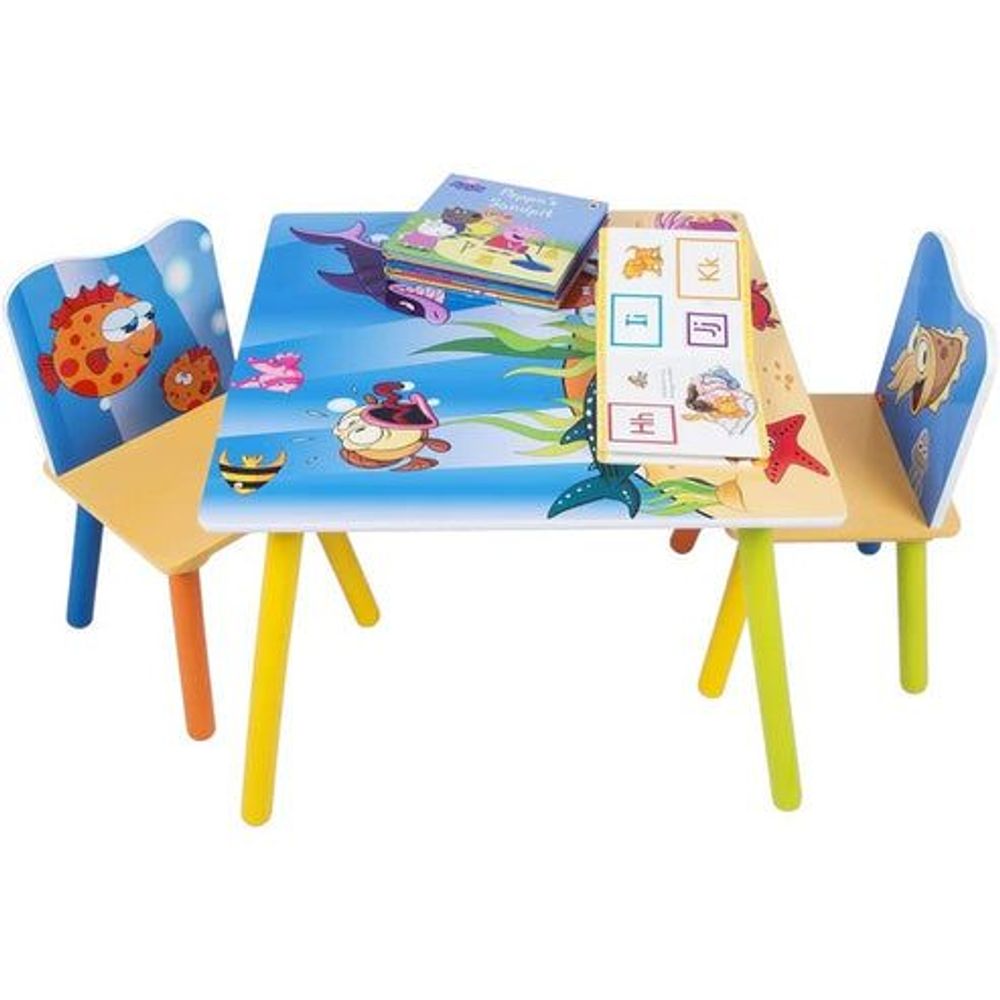 Kinder Home Dječiji drveni sto sa dvije stolice Sea Adventure slika 11