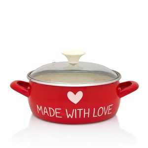 Metalac posuda plitka princ dekor made with love red 20cm / 2,90lit