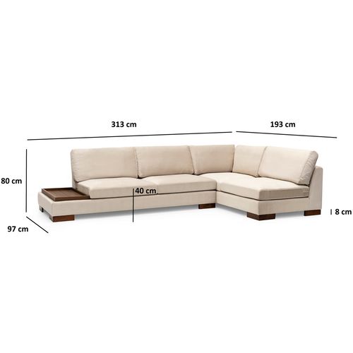 Ugaona Sofa 'Tulip Corner Right' s Pufnom - Bež Boja slika 11