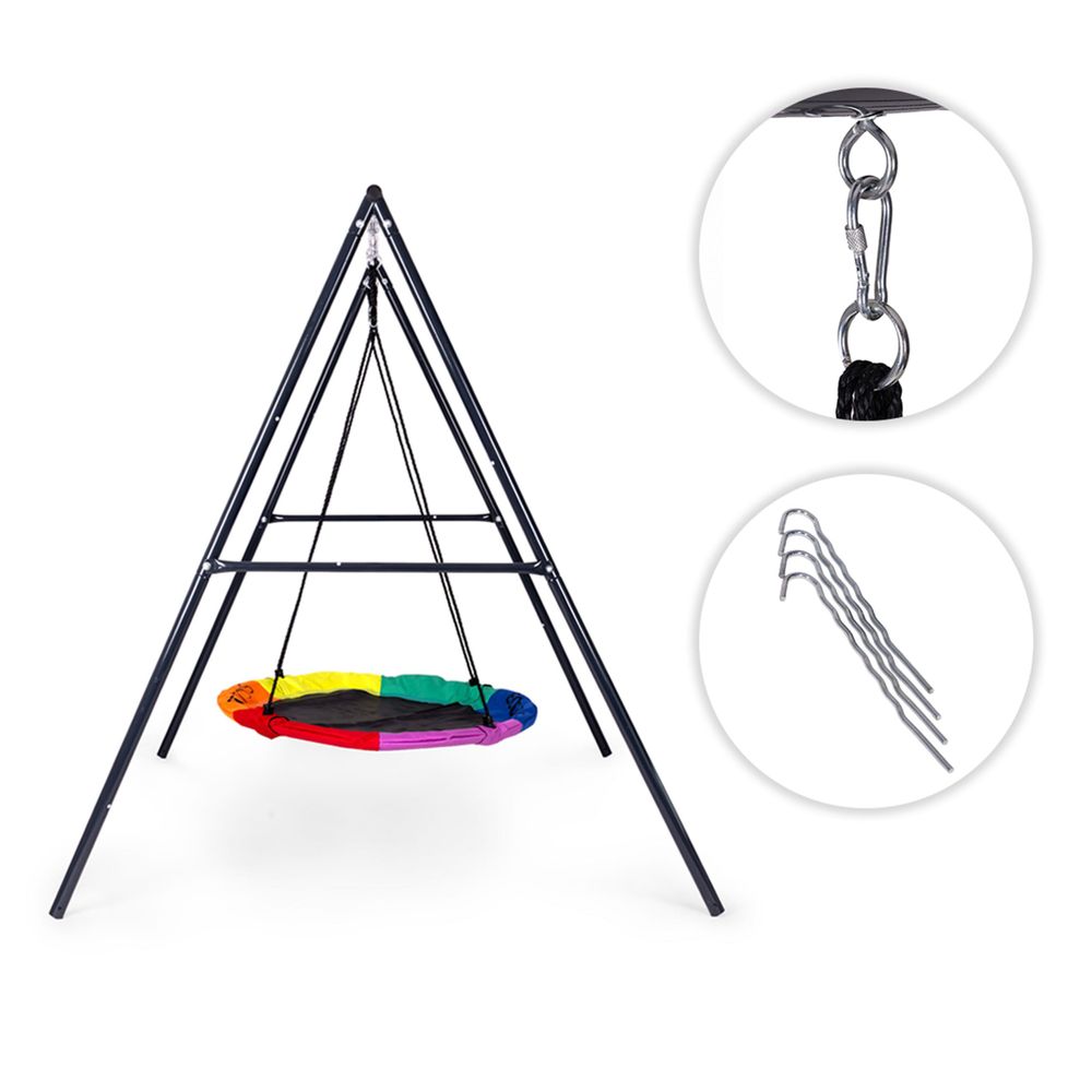 ECOTOYS vrtna dječja ljuljačka „ gnijezdo” 100 cm s čeličnim okvirom slika 7