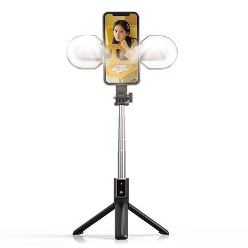 SELFIE STICK MINI - S ODVOJIVIM BLUETOOTH DALJINSKIM UPRAVLJAČEM STATIVOM I 2 LED SVJETLA - P40S-M CRNI slika 1