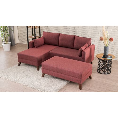 Atelier Del Sofa Kutna garnitura na razvlačenje, Bordo crvena, Bella Corner Sofa Left 2 - Claret Red slika 3