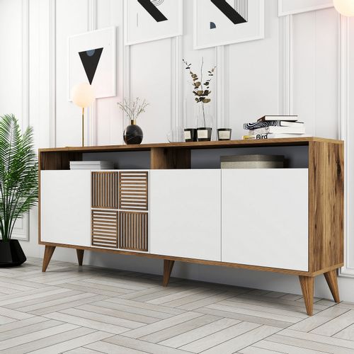 Woody Fashion Komoda MILAN WHITE, Milan - Walnut, White slika 2