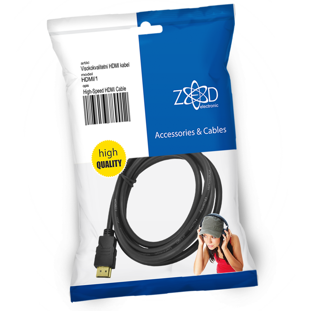 ZED electronic HDMI kabl, 1.0 met, ver. 1.4 - HDMI/1 slika 1