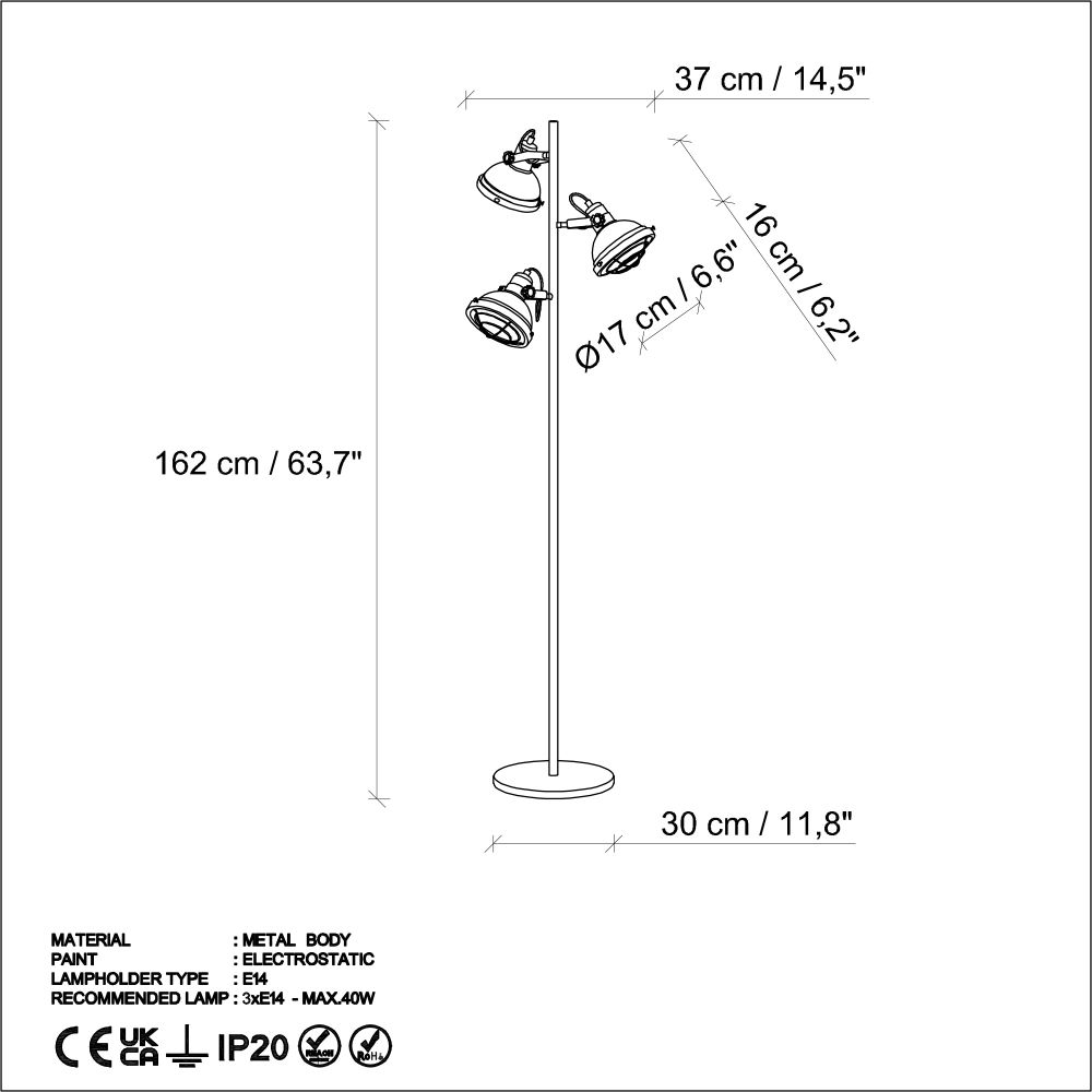Spoly 13795 - Crna Podna Lampa slika 8