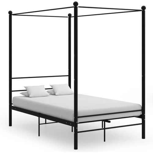 Okvir za krevet s nadstrešnicom crni metalni 120 x 200 cm slika 1