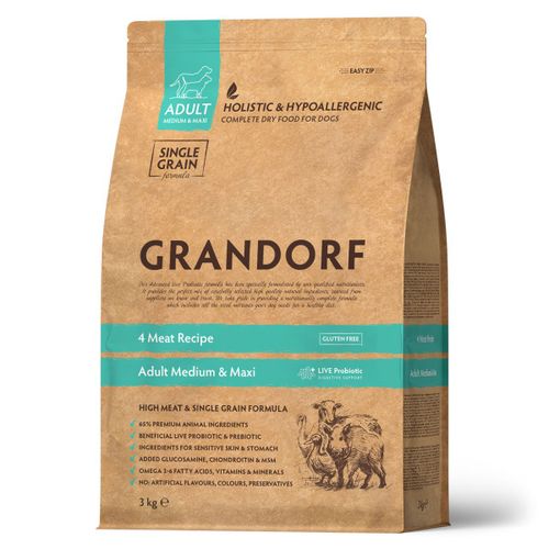 Grandorf Dog Adult Medium &amp; Maxi 4 Vrste Mesa 3kg slika 1