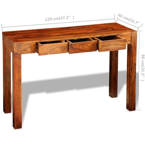 Konzolni stol s 3 ladice 80 cm od masivnog drva šišama slika 63