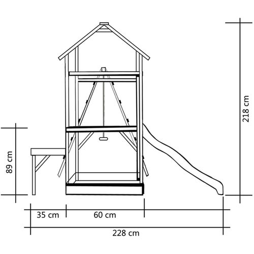Kućica za igru tobogan, ljestve i ljuljačka 286x228x218 cm drvo slika 15