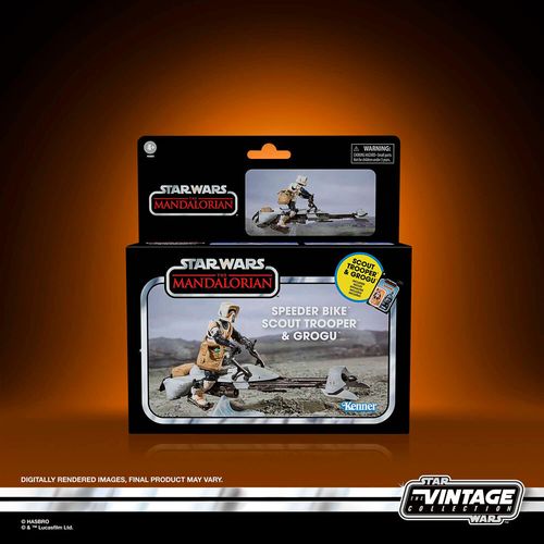 Star Wars the Mandalorian Speeder Bike Scout Trooper & Grogu figure 9cm slika 11