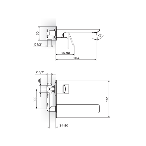 Rosan  S.2 BLACK Uzidna baterija za lavabo slika 2