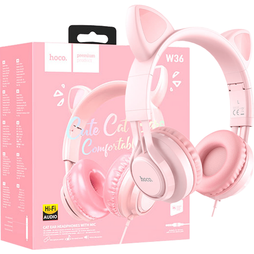 hoco. Slušalice sa mikrofonom, mačje uši, pink - W36 Cat ear, Pink slika 1