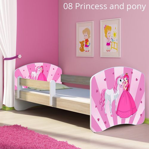 Dječji krevet ACMA s motivom, bočna sonoma 180x80 cm 08-princess-with-pony slika 1