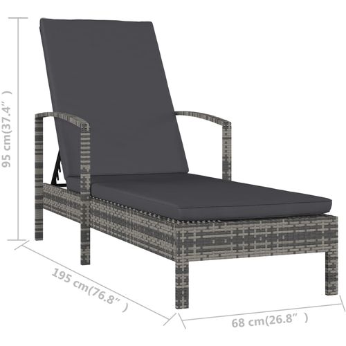 Ležaljka za sunčanje s naslonima za ruke od poliratana siva slika 37