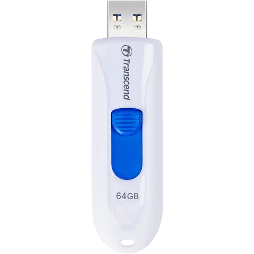 Transcend TS64GJF790W USB 64GB, JetFlash 790W, USB3.1, 100/30 MB/s, Retractable, White/Blue slika 1