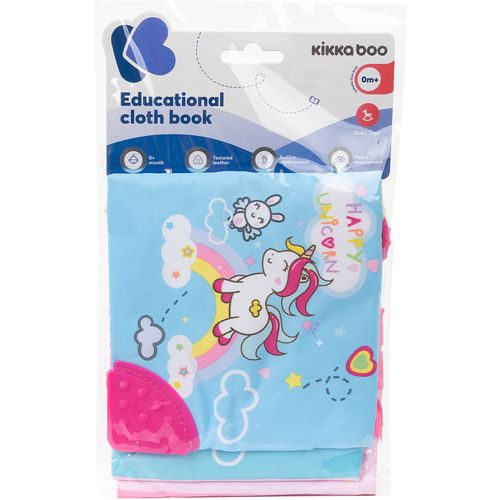 Kikka Boo edukativna platnena knjiga sa grickalicom Happy Unicorn slika 6