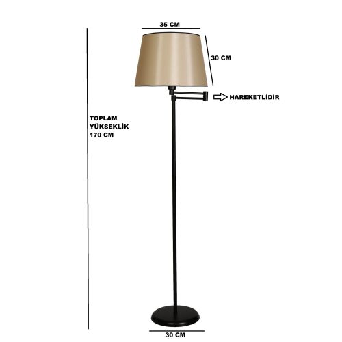 Almina lambader siyah ayak pramit 15-3 abajurlu Beige Black Floor Lamp slika 3