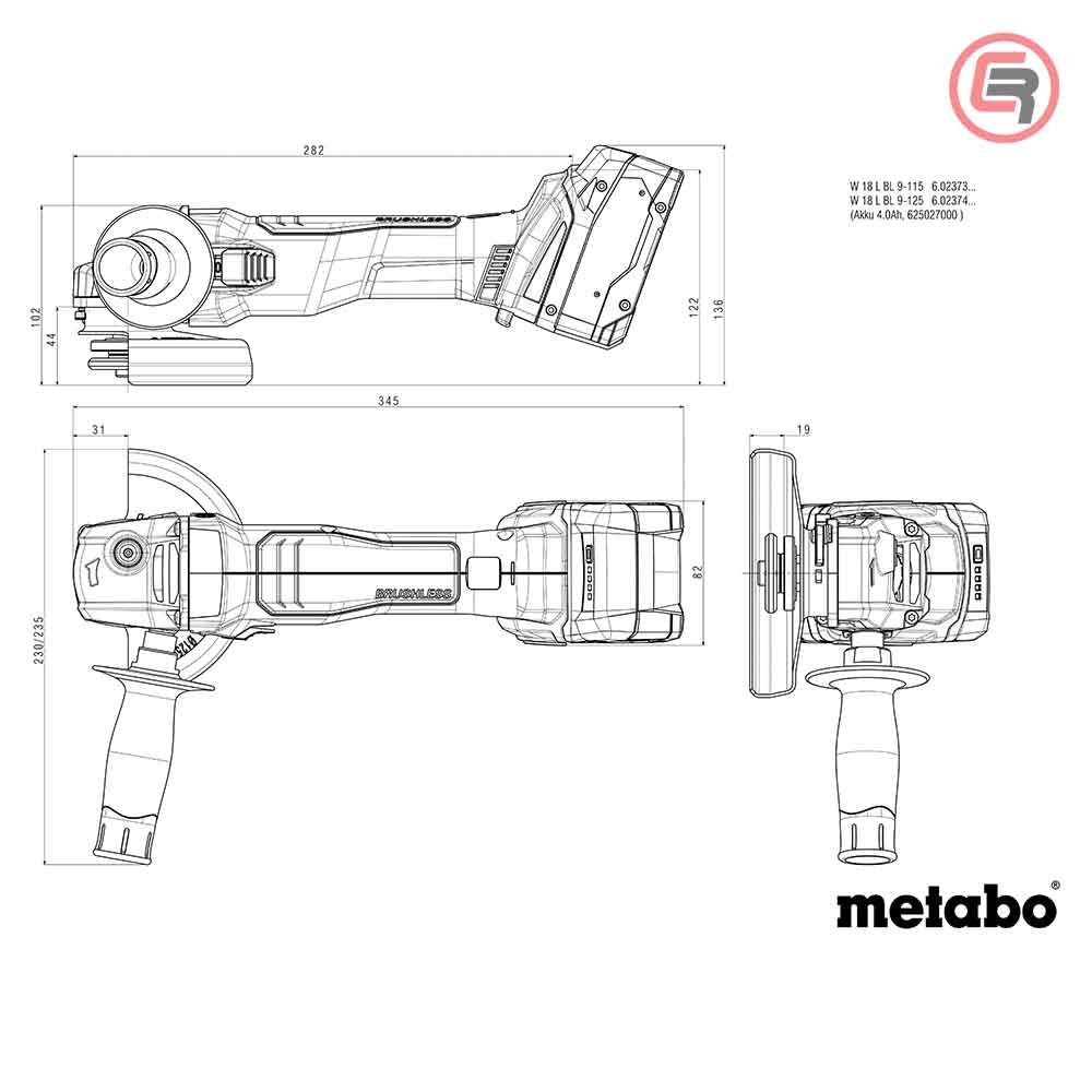 Metabo Brusilica Aku W 18 L BL 9 - 125 Kutna 18V / 125mm (bez baterija i punjača) – 602374850 slika 8