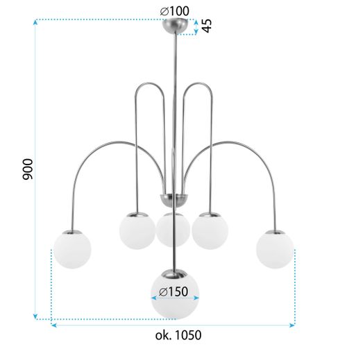 LAMPA SUFITOWA WISZĄCA ZŁOTA Z BIAŁYMI KULAMI APP1574-5CP slika 11