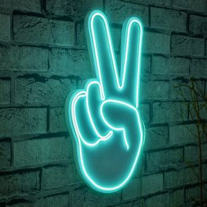 Victory Sign - Blue Blue Decorative Plastic Led Lighting