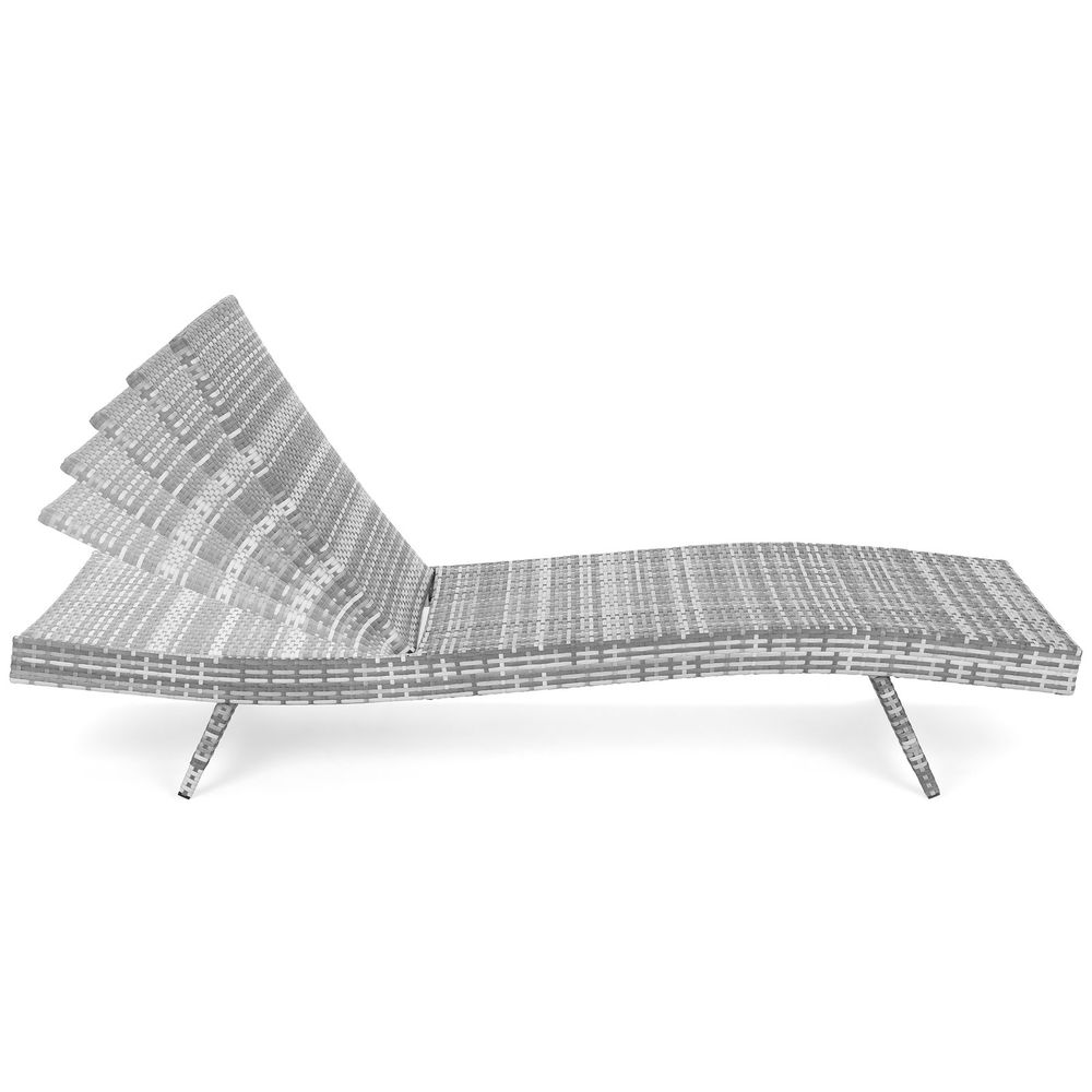 Set vrtnih ležaljki od tehnoratana Bora Bora Grey / Grey Melange sa stolom slika 7