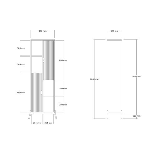 Woody Fashion Polica za knjige, Sorrento - Sapphire Oak, White slika 6