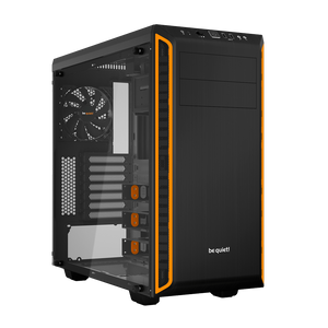 be quiet! BGW20 PURE BASE 600 Window Orange, MB compatibility: ATX / M-ATX / Mini-ITX, Two pre-installed be quiet! Pure Wings 2 140mm fans, Ready for water cooling radiators up to 360mm