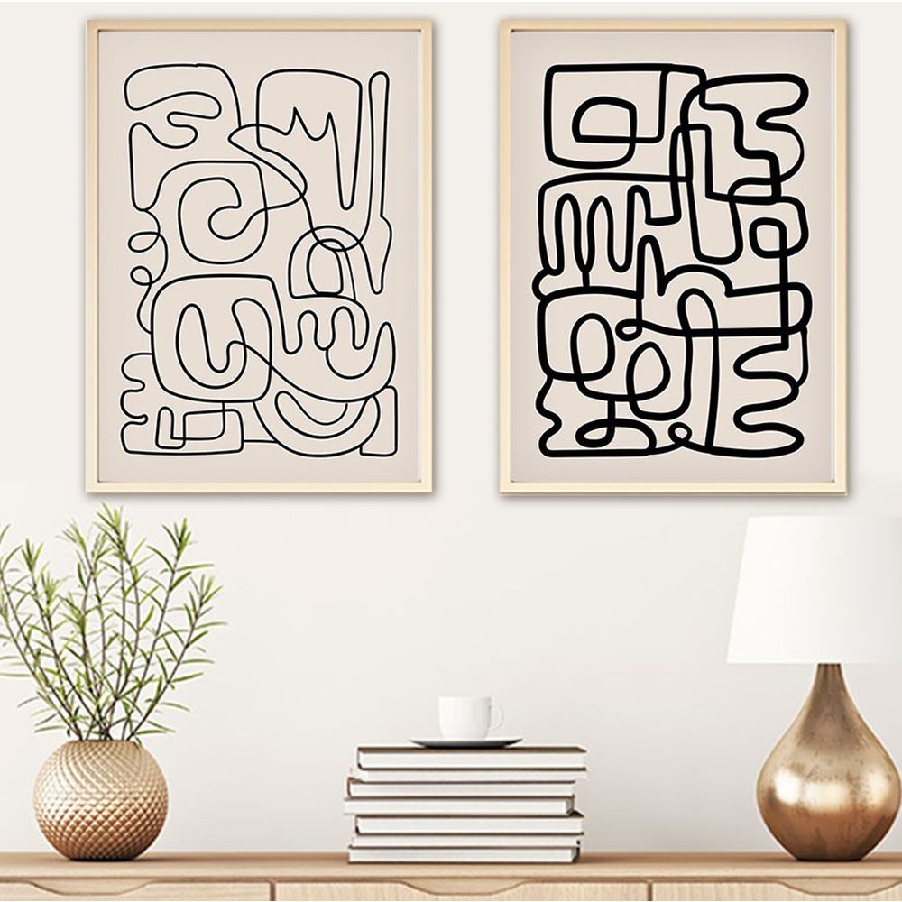 Huhu184 - Dekorativna Slika u Okviru od MDF-a 50 x 70 Multicolor (2 Komada) slika 1