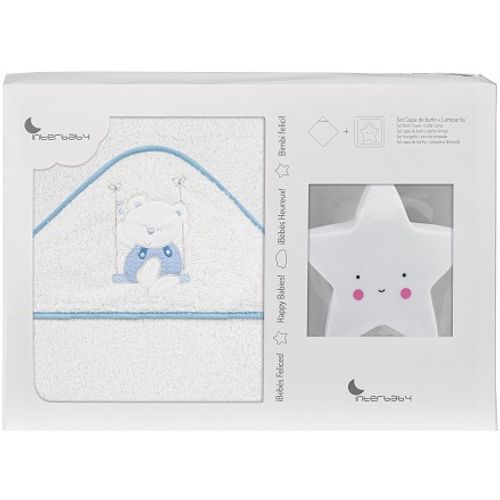 Interbaby ručnik Medvjedić 100x100 white/blue + lampa Zvijezda slika 1